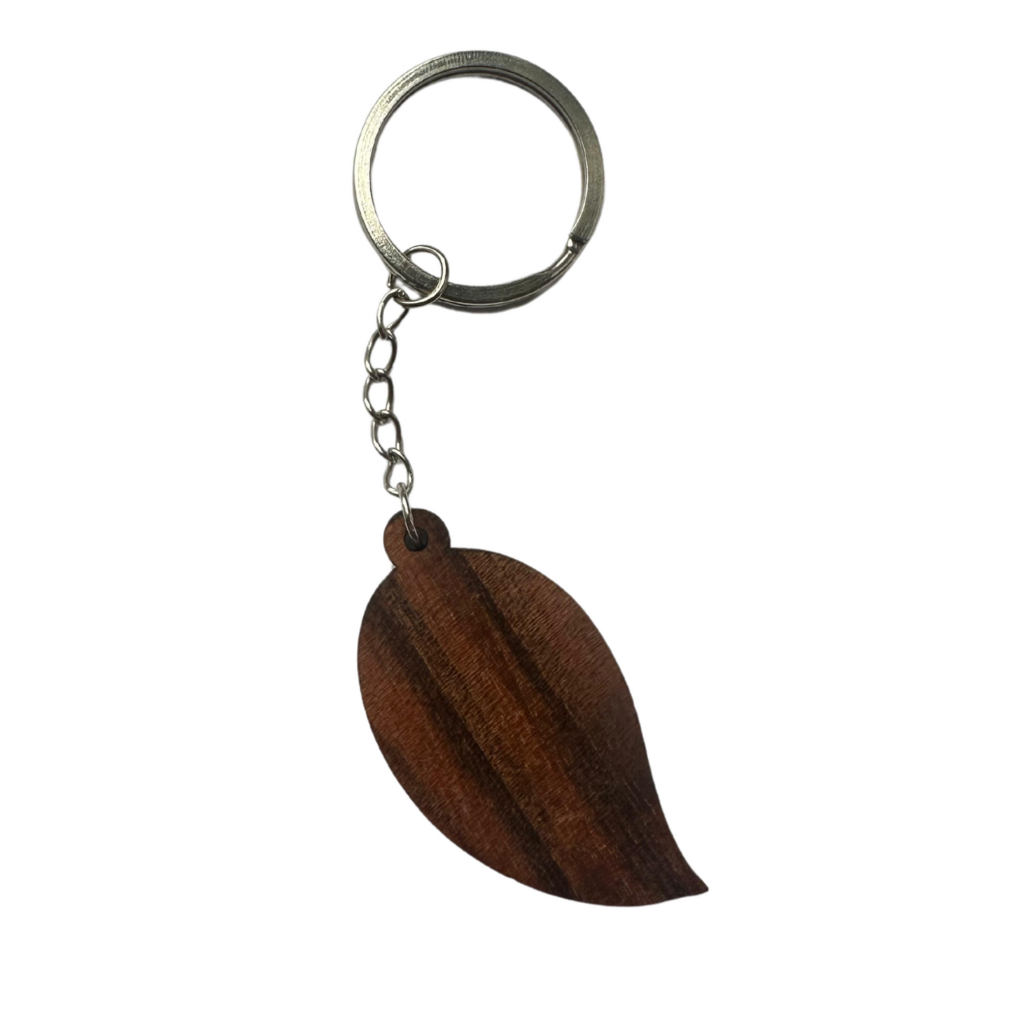 3 handmade wooden key rings, inlaid with mother-of-pearl