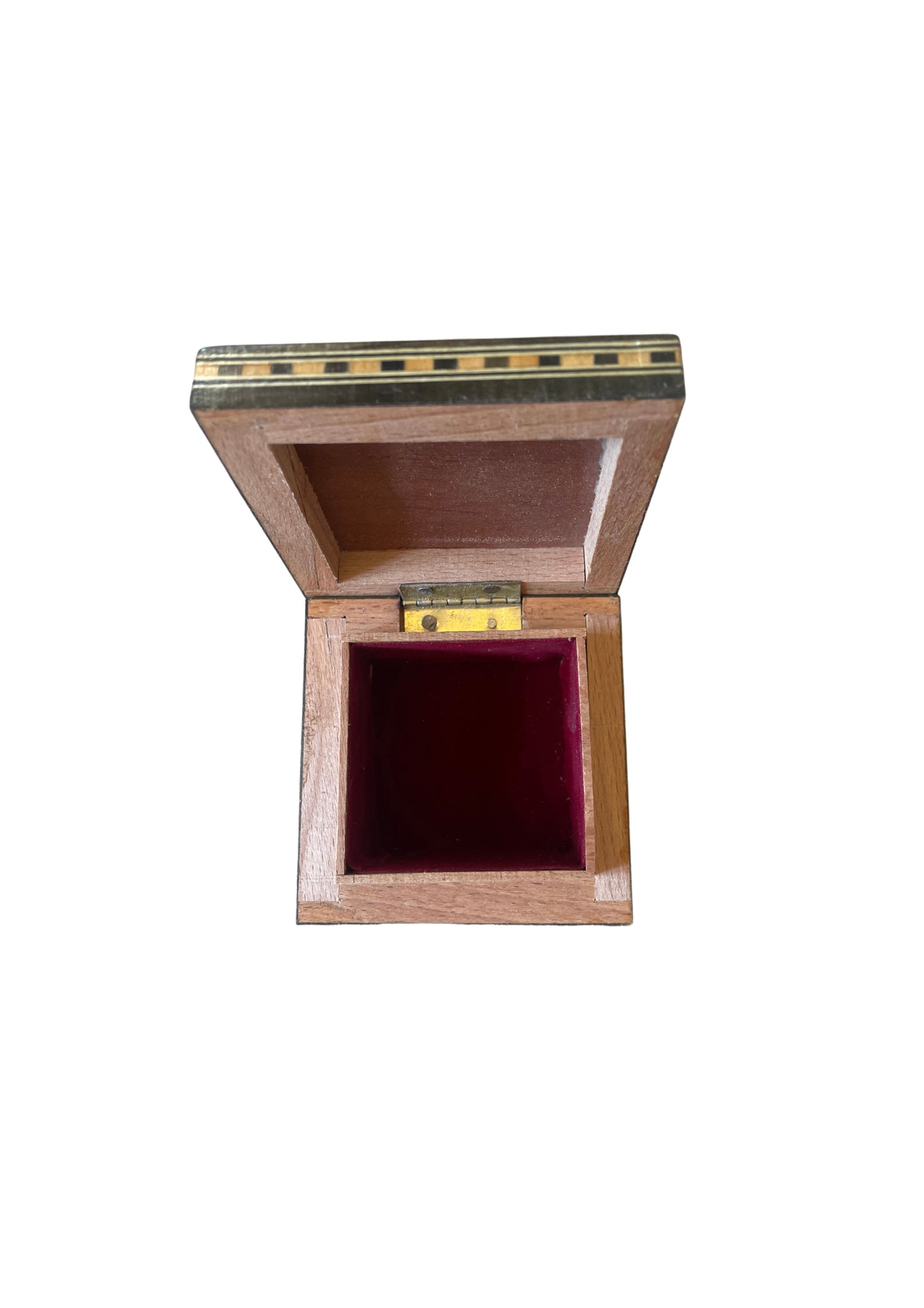 Handmade wooden mosaic square box, inlaid with mother-of-pearl