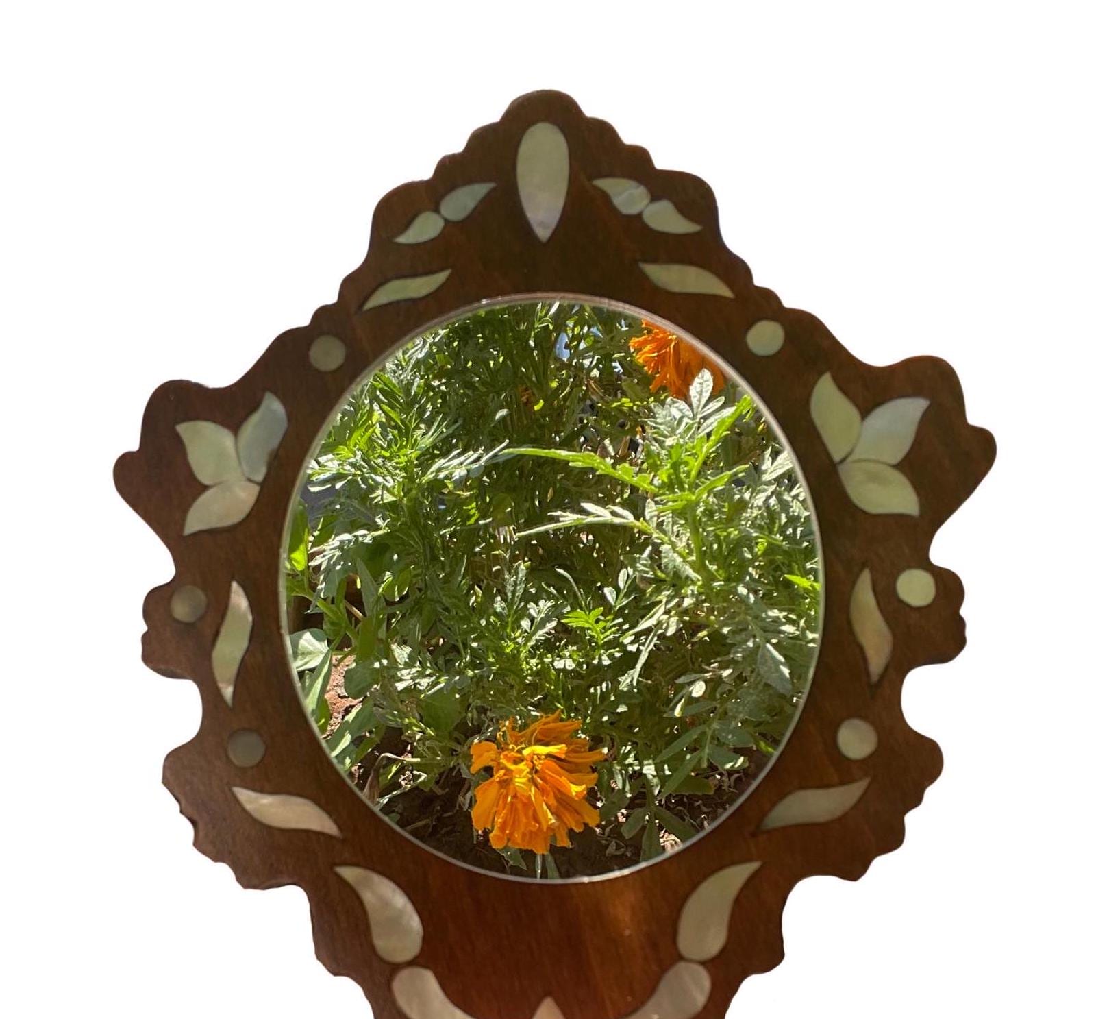 Miroir mosaïque fait à la main en bois, incrusté de nacre