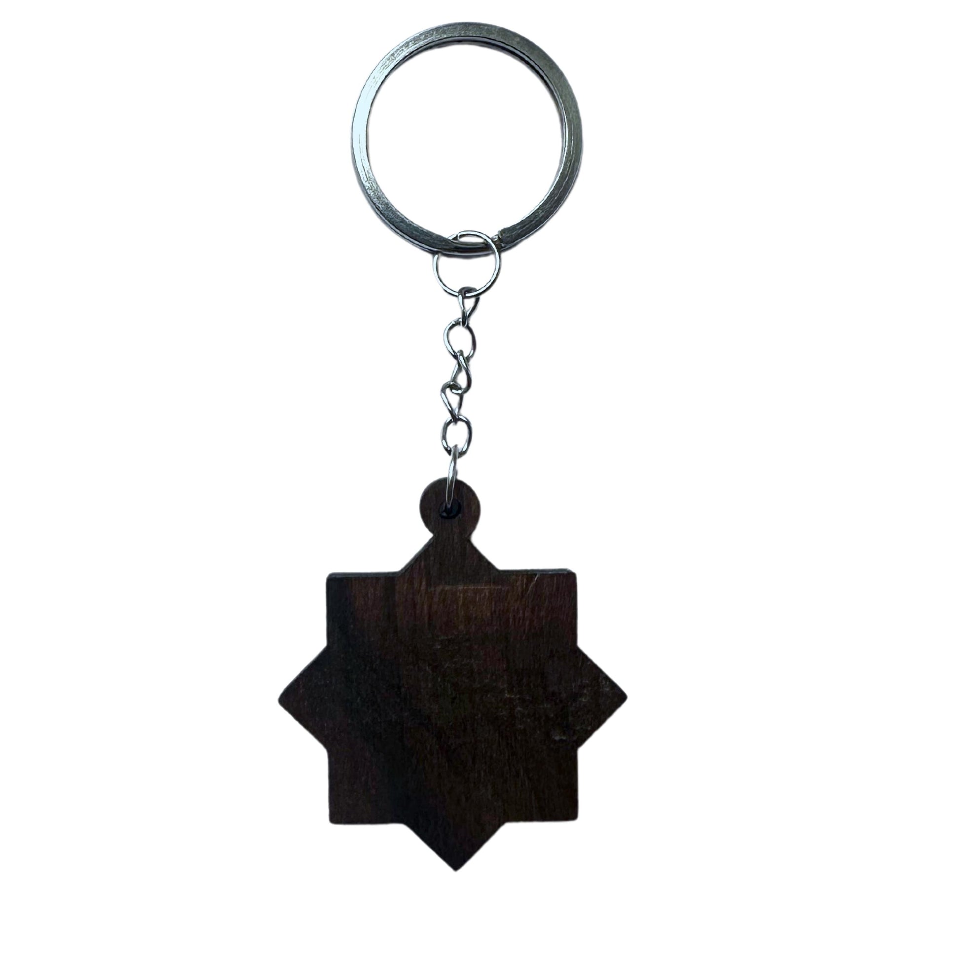 3 porte-clefs fait à la main en bois incrusté de nacre. Fabriqué avec une technique d'art mosaïque traditionnelle du Moyen-Orient, cadeau.